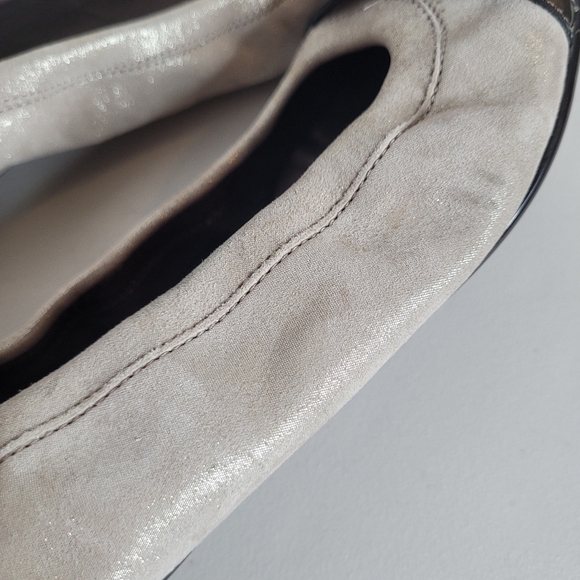 AGL Monika Snakeskin Cap Toe Soft Metallic Leather Ballet Flat - Size 11 / 41 - Picture 15 of 16